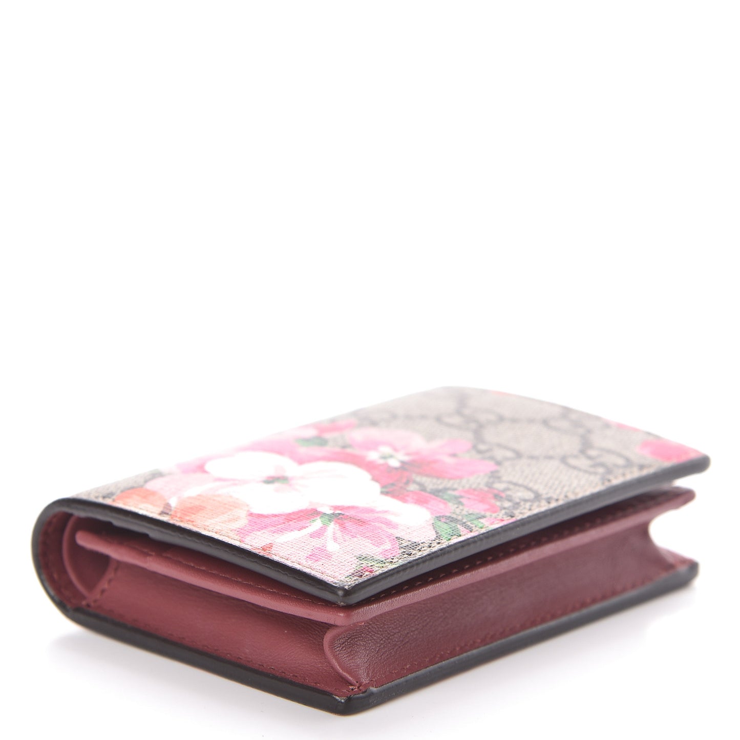 GG Supreme Monogram Blooms Card Case Beige Multicolor Dry Rose