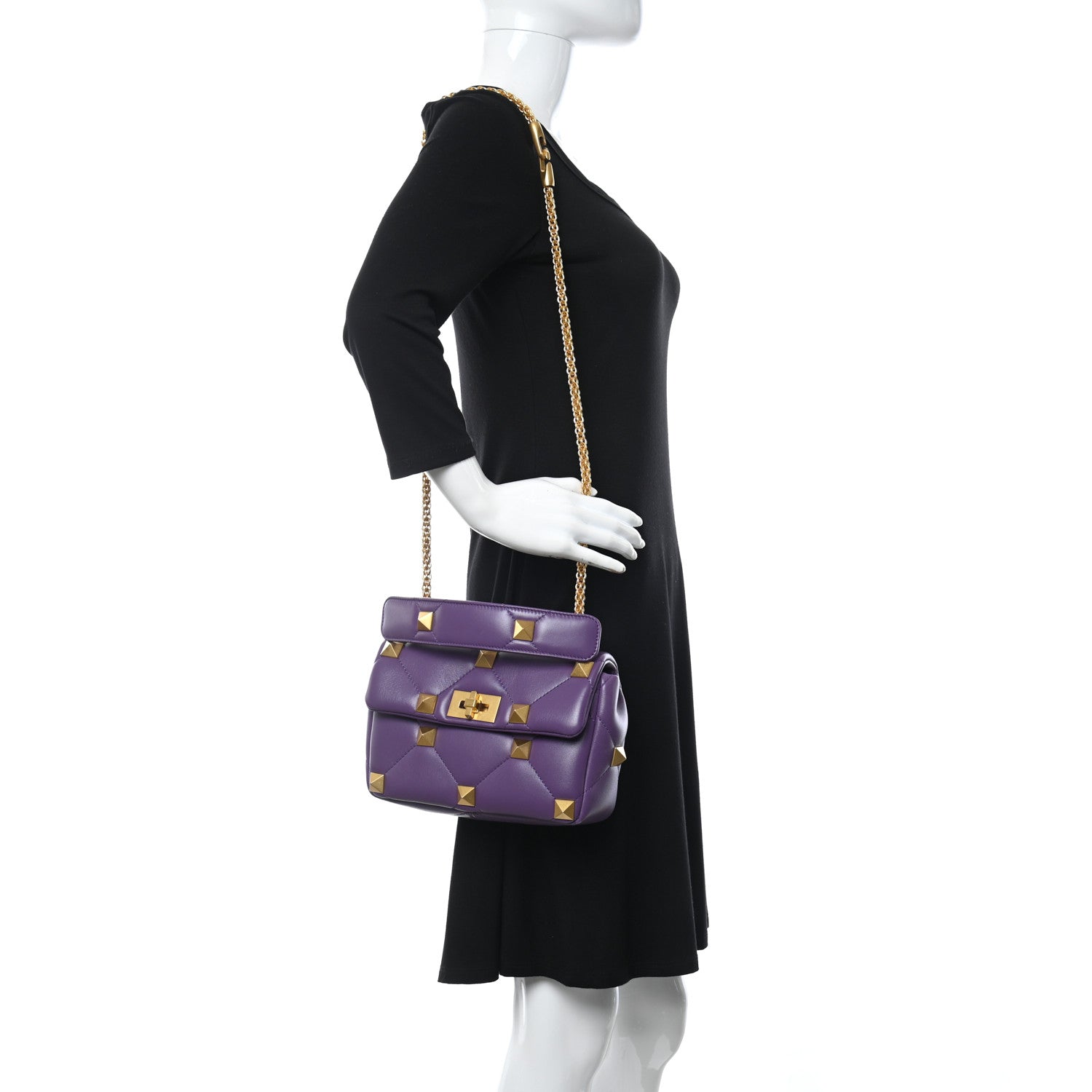 Valentino Garavani Nappa Medium Roman Stud Shoulder Bag Indian Violet 2 of 9