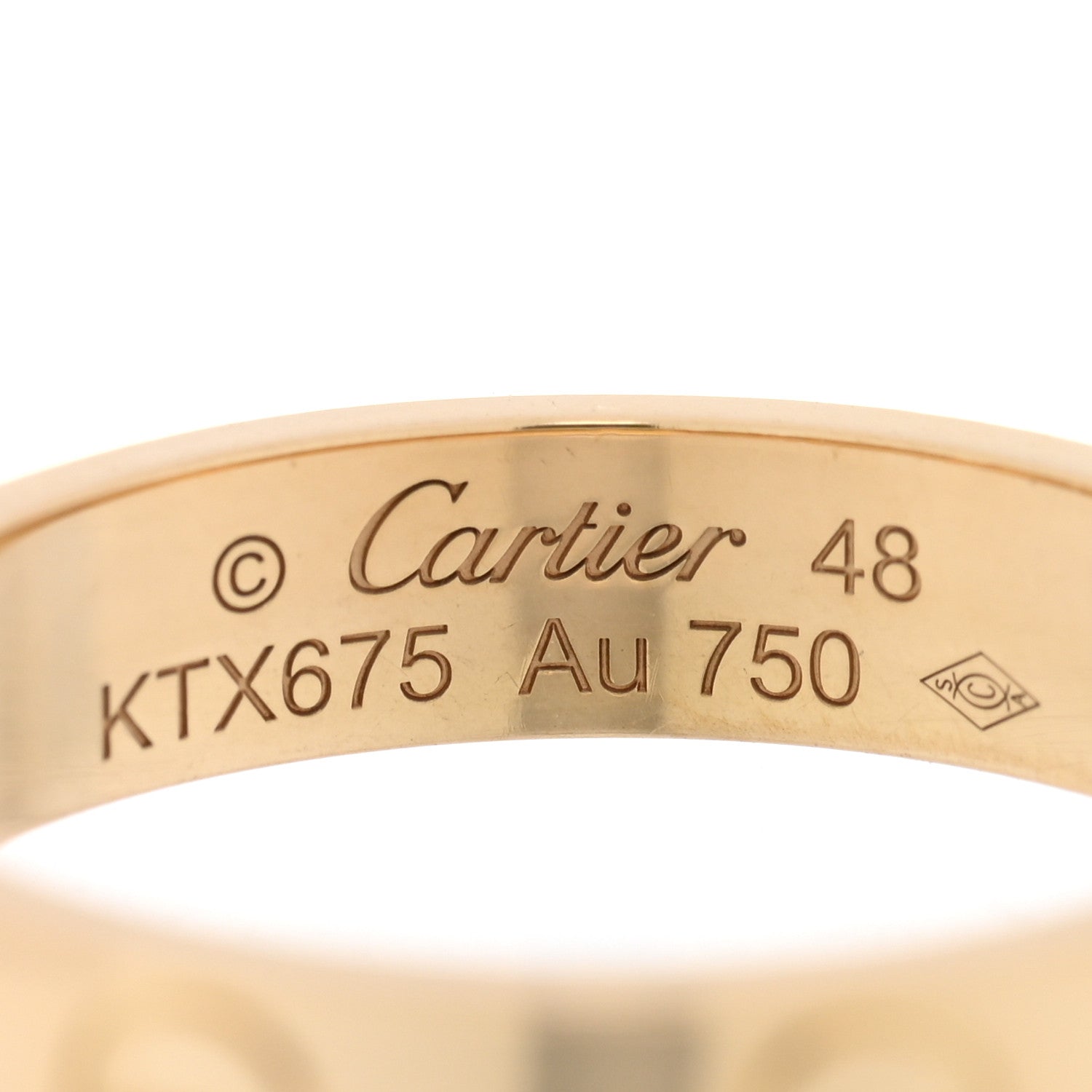 Cartier 18K Yellow Gold 3.5mm LOVE Wedding Band Ring 48 4.5 5 of 6