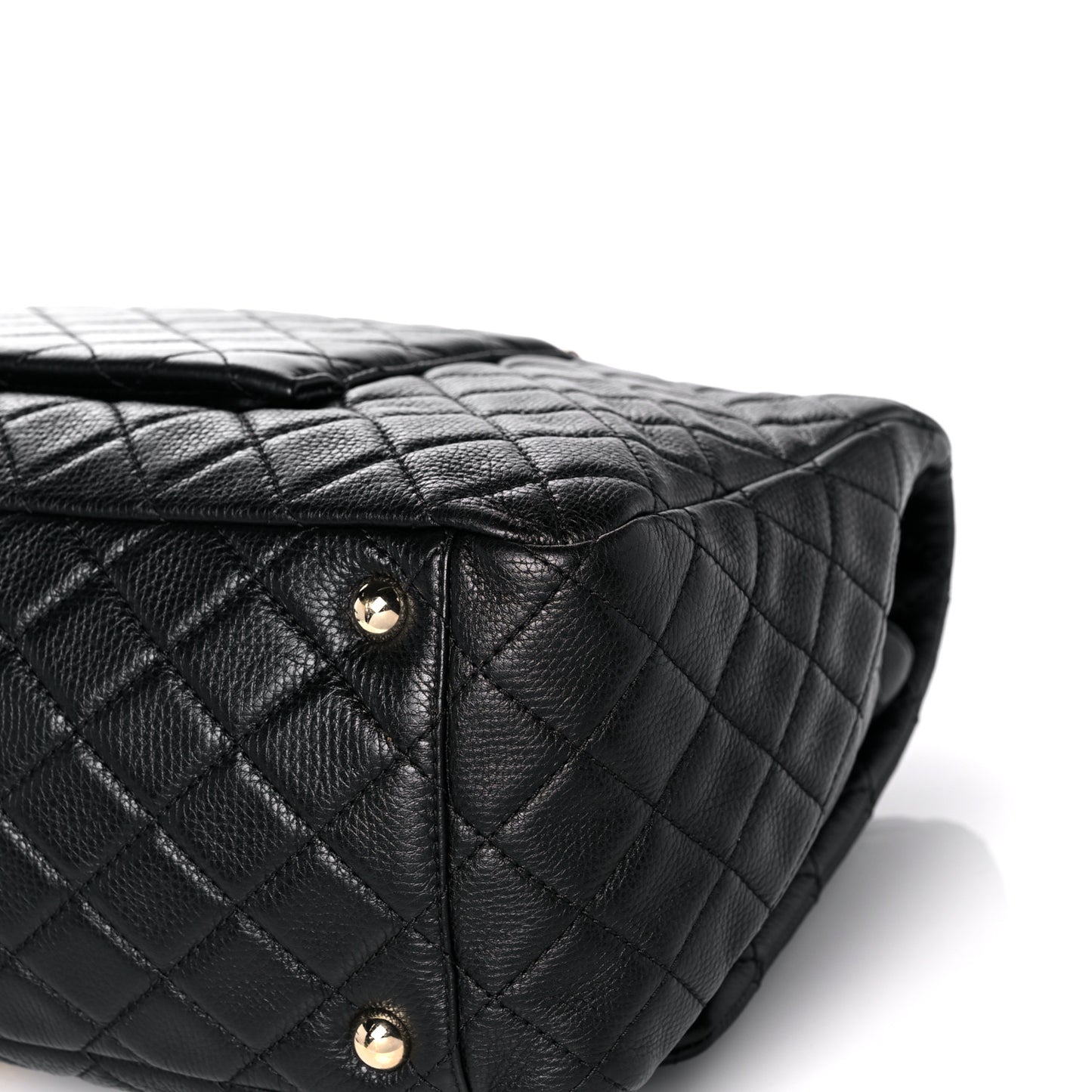 Calfskin Quilted XXL Travel Flap Bag Black