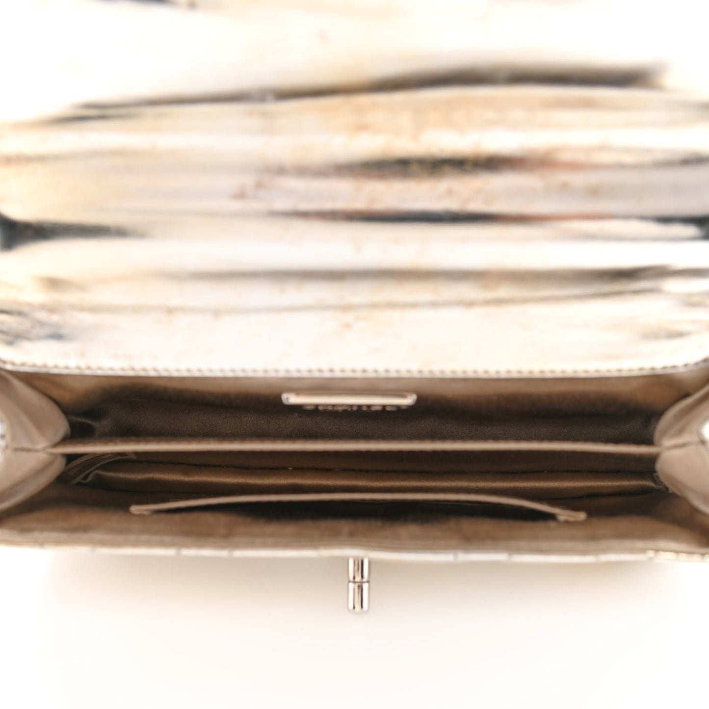 Metallic Lambskin Quilted Mini Around the World Flap Silver