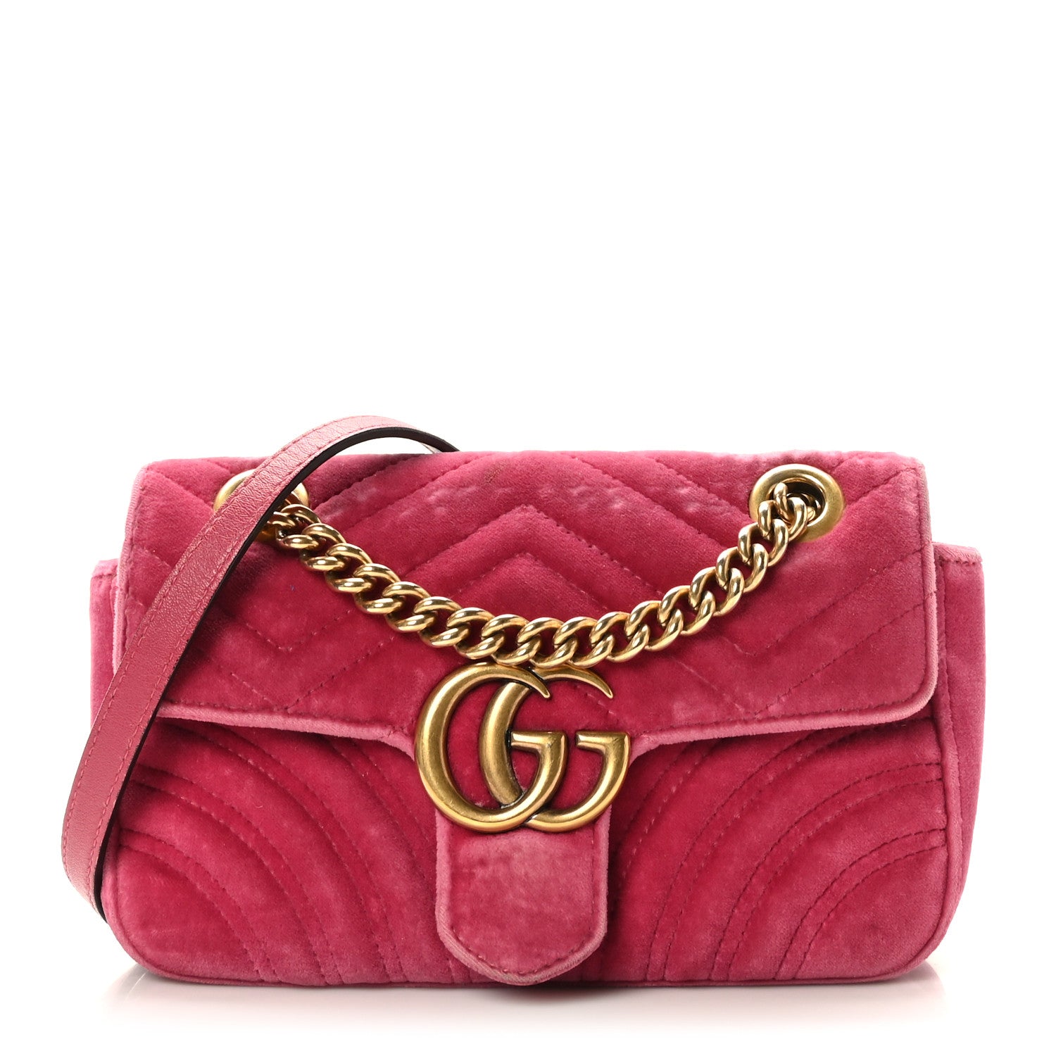 Gucci Velvet Matelasse Medium GG Marmont Shoulder Bag Light Raspberry Rose 1 of 9