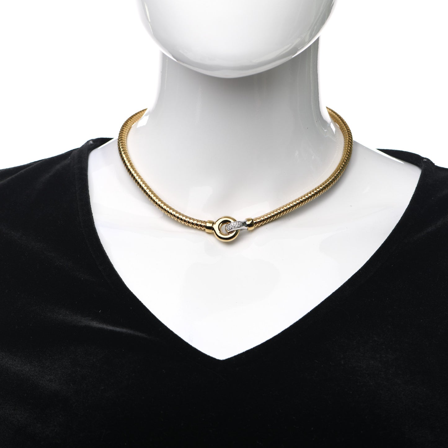 18K Yellow White Gold Diamond Primavera Interlock Necklace