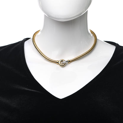 Roberto Coin 18K Yellow White Gold Diamond Primavera Interlock Necklace 2 of 4