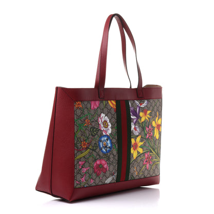 Gucci GG Supreme Monogram Flora Web Large Ophidia Tote Red 3 of 11