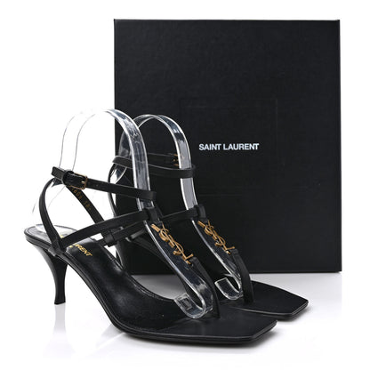 Saint Laurent Calfskin Cassandra 60 Ankle Strap Sandals 38.5 Black 9 of 9