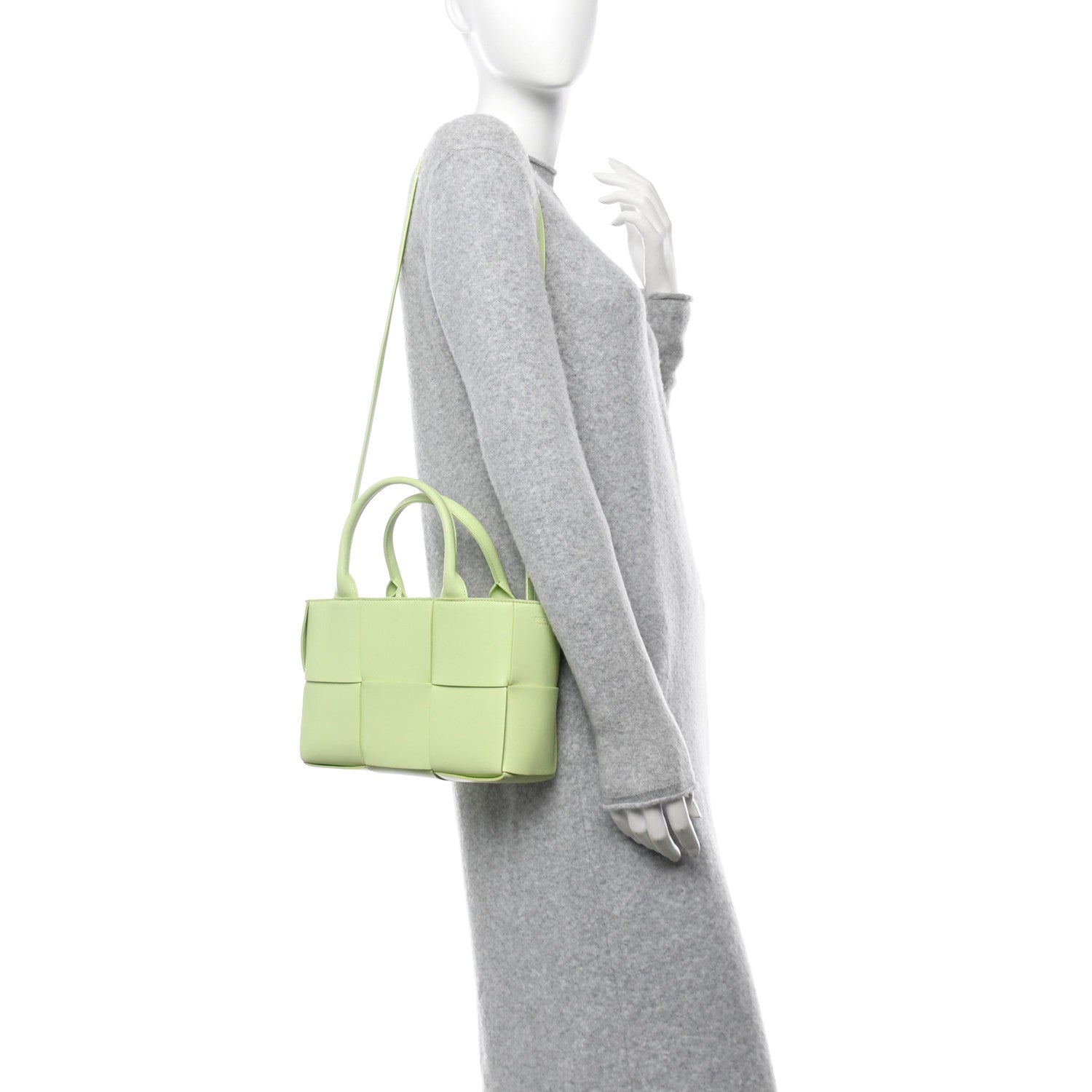 Bottega Veneta Grained Calfskin Maxi Intrecciato Mini Arco Tote Fennel 2 of 12