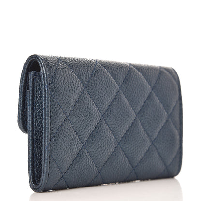 Chanel Metallic Caviar Quilted Card Holder Blue 3 of 10
