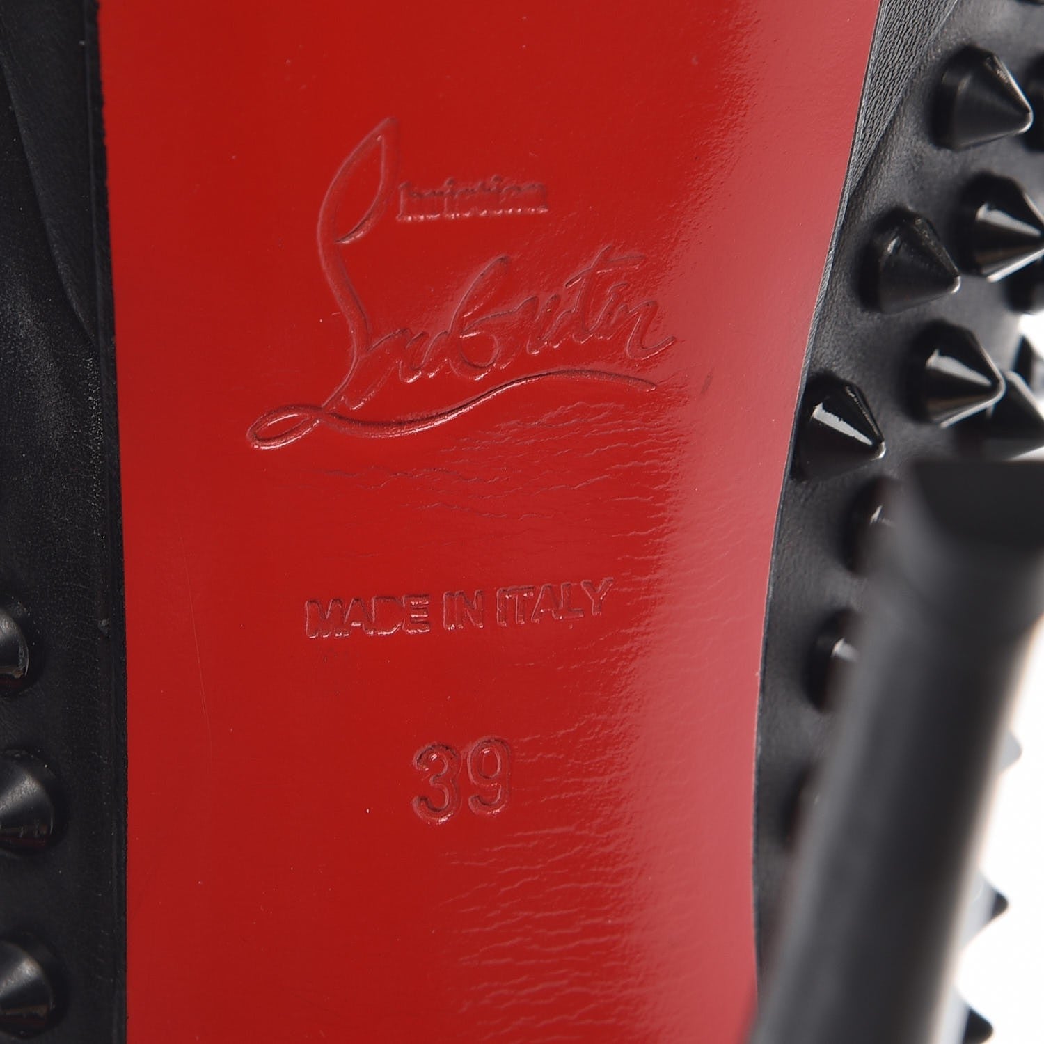 Christian Louboutin Calfskin Lady Peep Spikes VIP 150 Pumps 39 Black 7 of 8