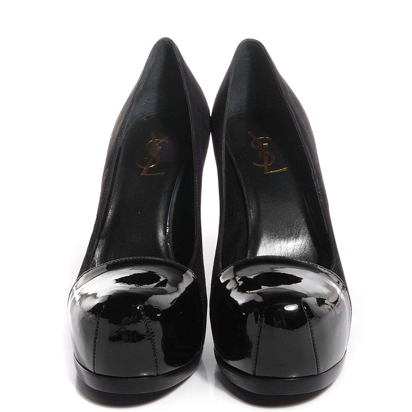 Suede Patent Leather Tribtoo 80 Cap Toe Pumps 37.5 Black