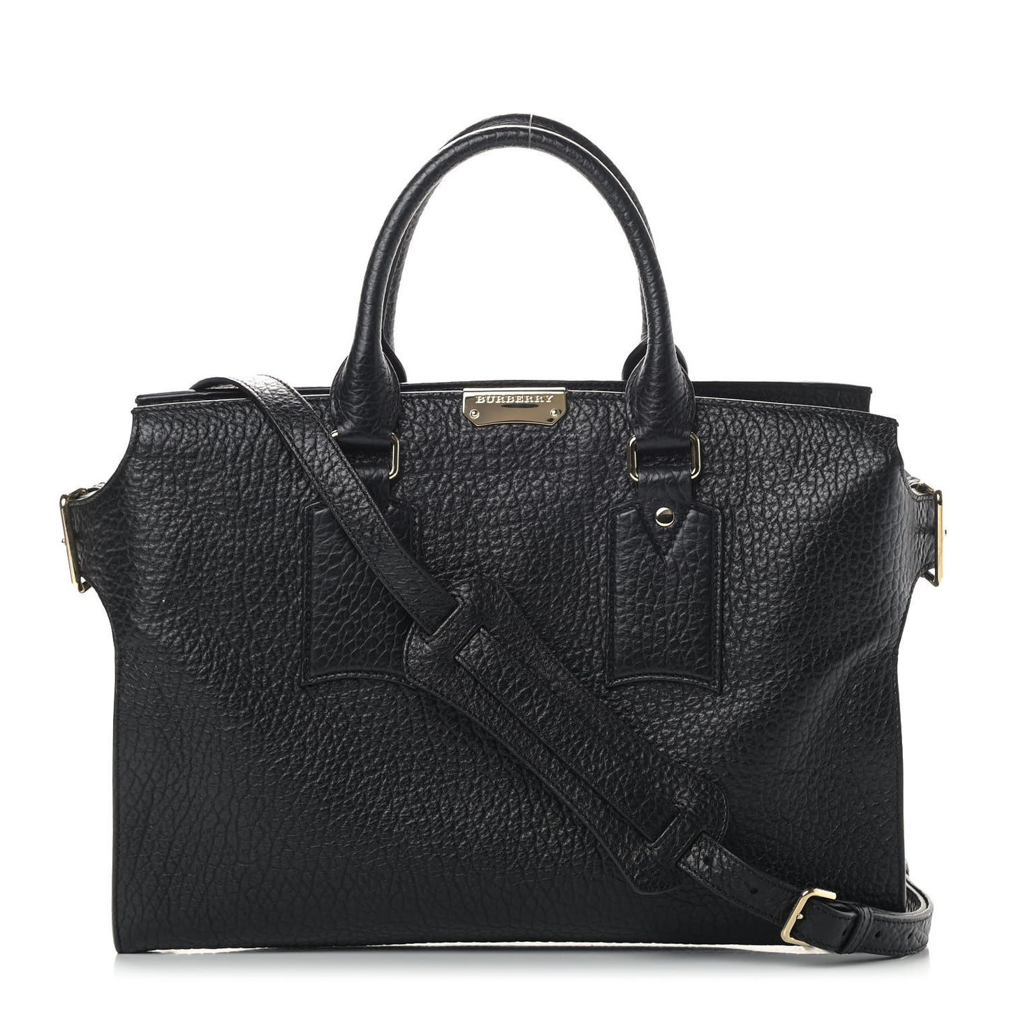 Heritage Grain Calfskin Large Clarborough Tote Black