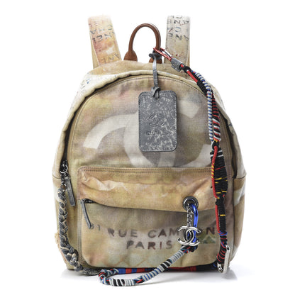 Chanel Graffiti Printed Canvas Medium Backpack Beige 1 of 9