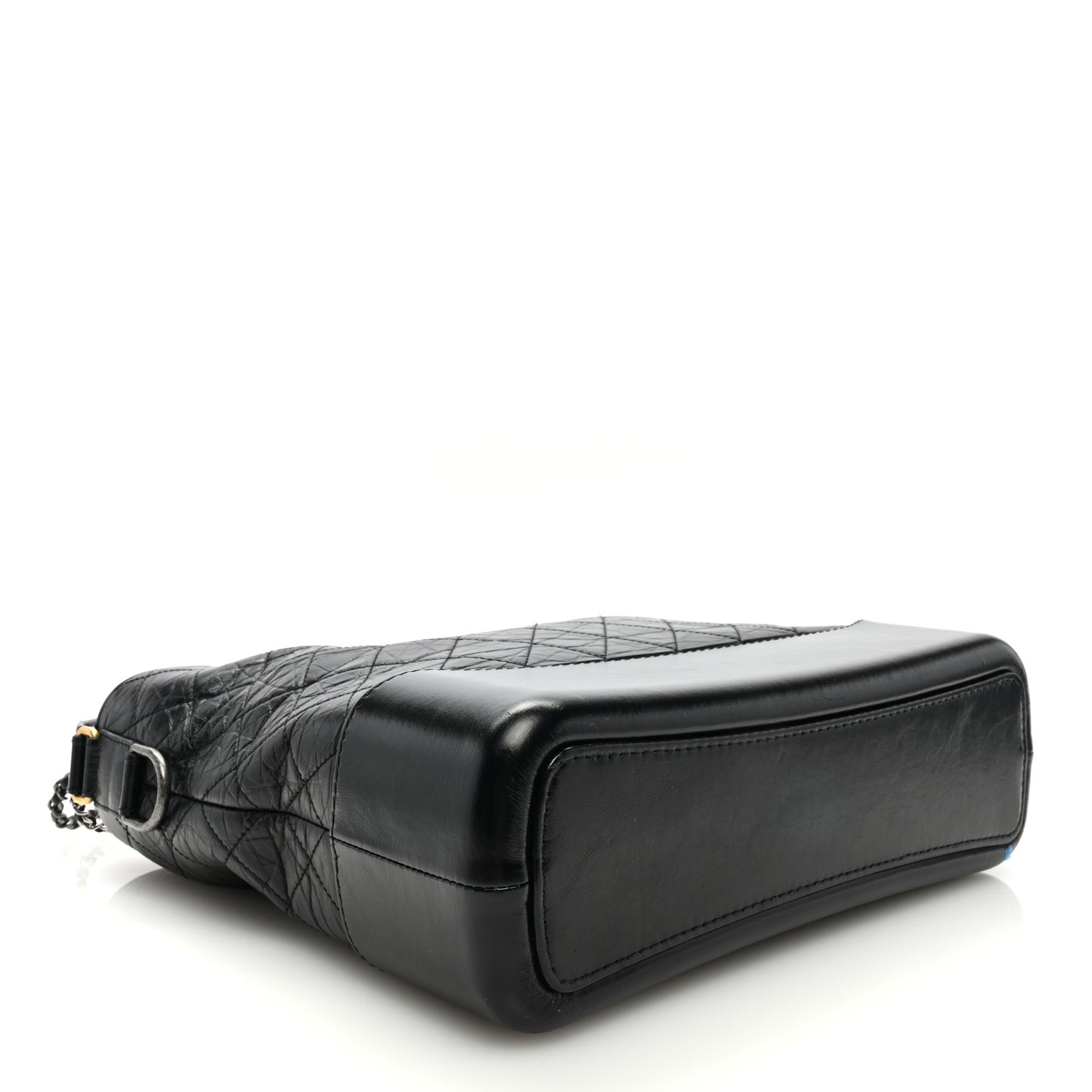 Aged Calfskin Quilted Large Gabrielle Hobo Black