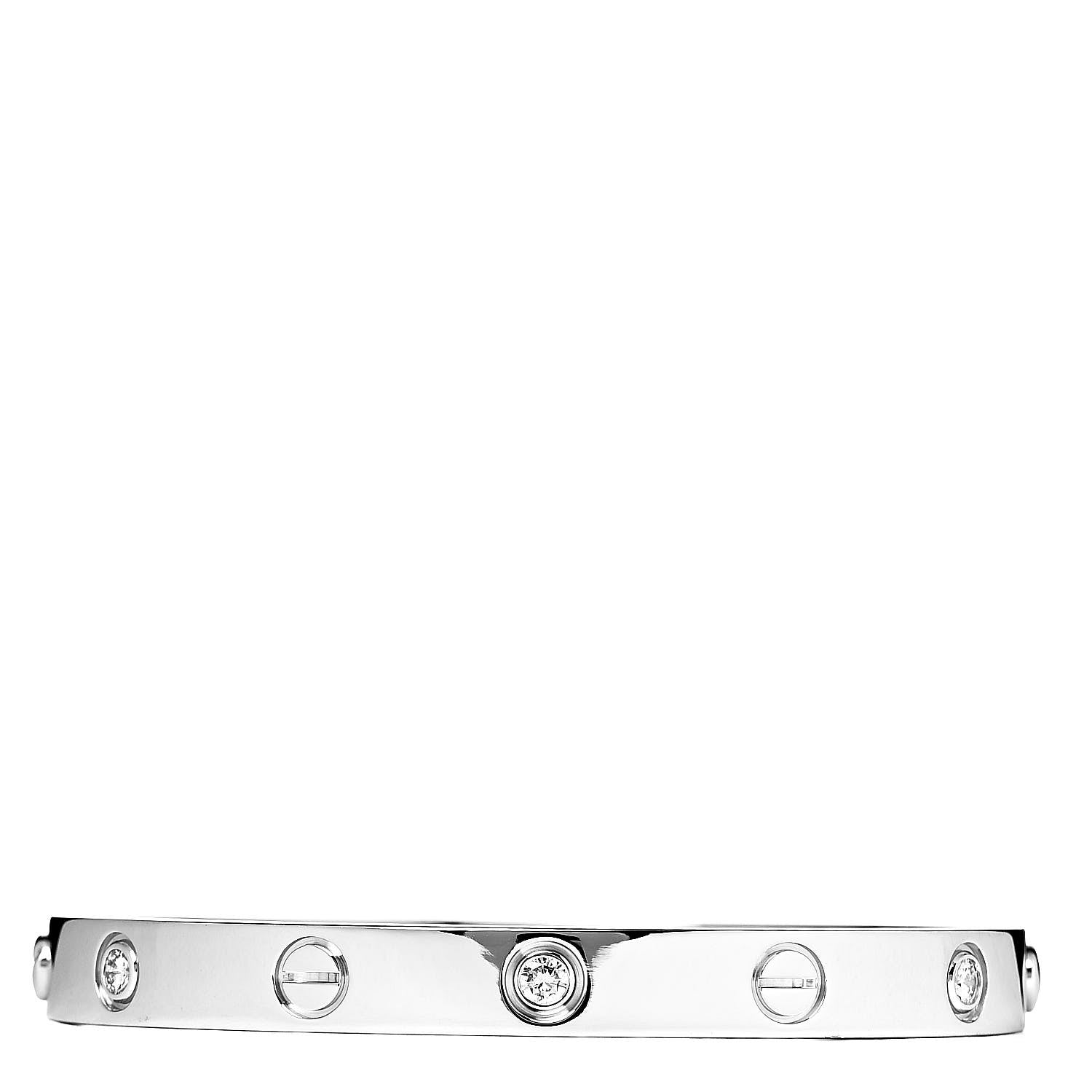 Cartier 18K White Gold 6 Diamond LOVE Bracelet 16 1 of 6