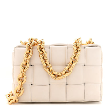 Bottega Veneta Lambskin Maxi Intreccio Padded Chain Cassette Crossbody Bag White 1 of 12