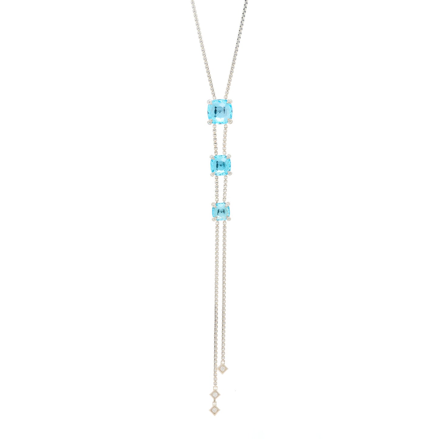 Sterling Silver Diamond Blue Topaz Chatelaine Y Necklace