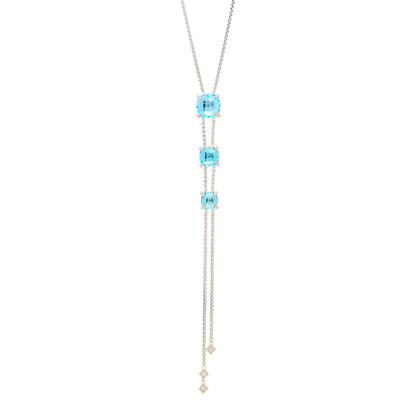 David Yurman Sterling Silver Diamond Blue Topaz Chatelaine Y Necklace 1 of 5