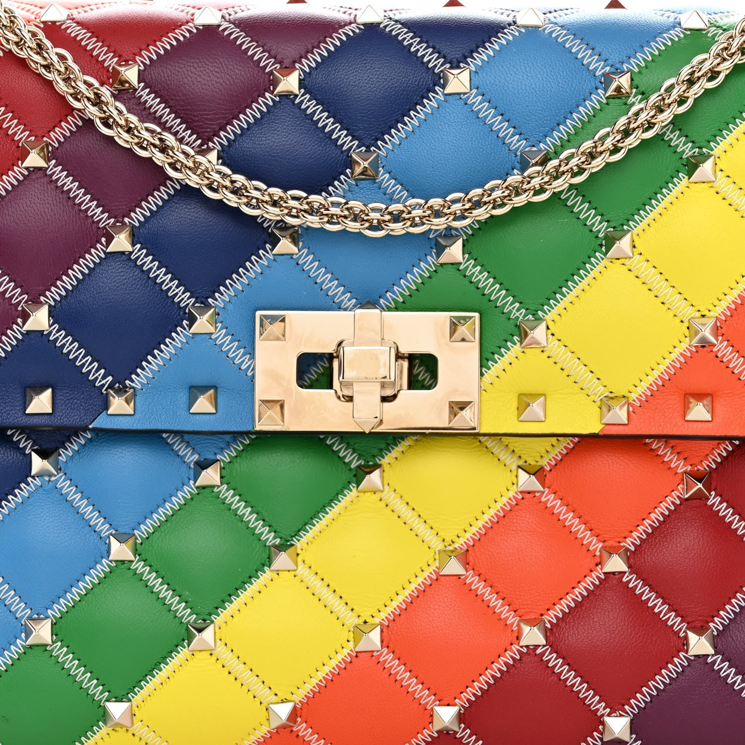 Valentino Garavani Lambskin Medium Rockstud Spike Shoulder Bag Rainbow 7 of 9