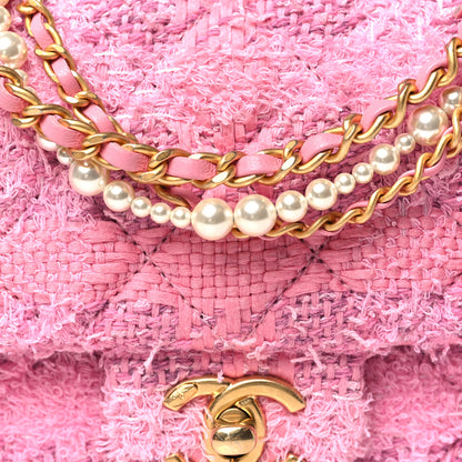 Chanel Tweed Quilted Pearl Twist Mini Square Flap Pink Dark Pink 8 of 10