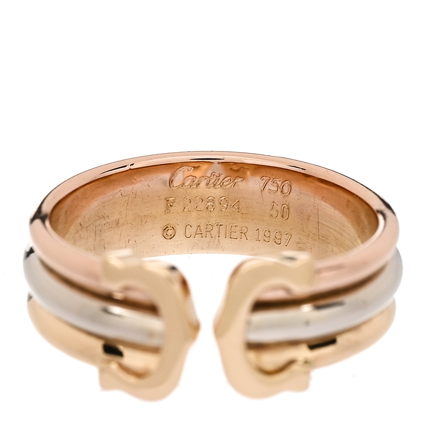 18K Pink Yellow White Gold 8mm C De Cartier Ring 50 5.25