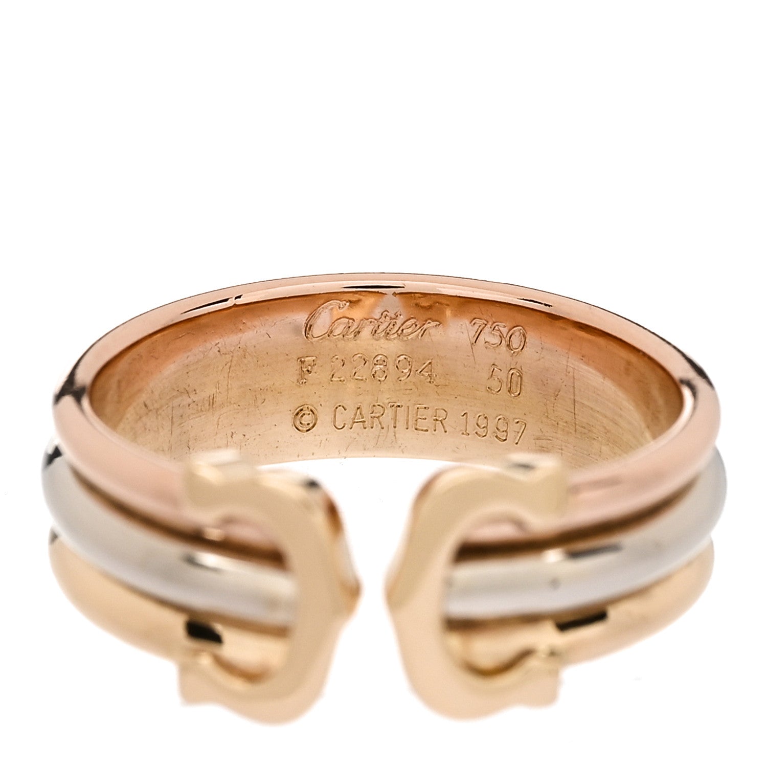 Cartier 18K Pink Yellow White Gold 8mm C De Cartier Ring 50 5.25 4 of 4