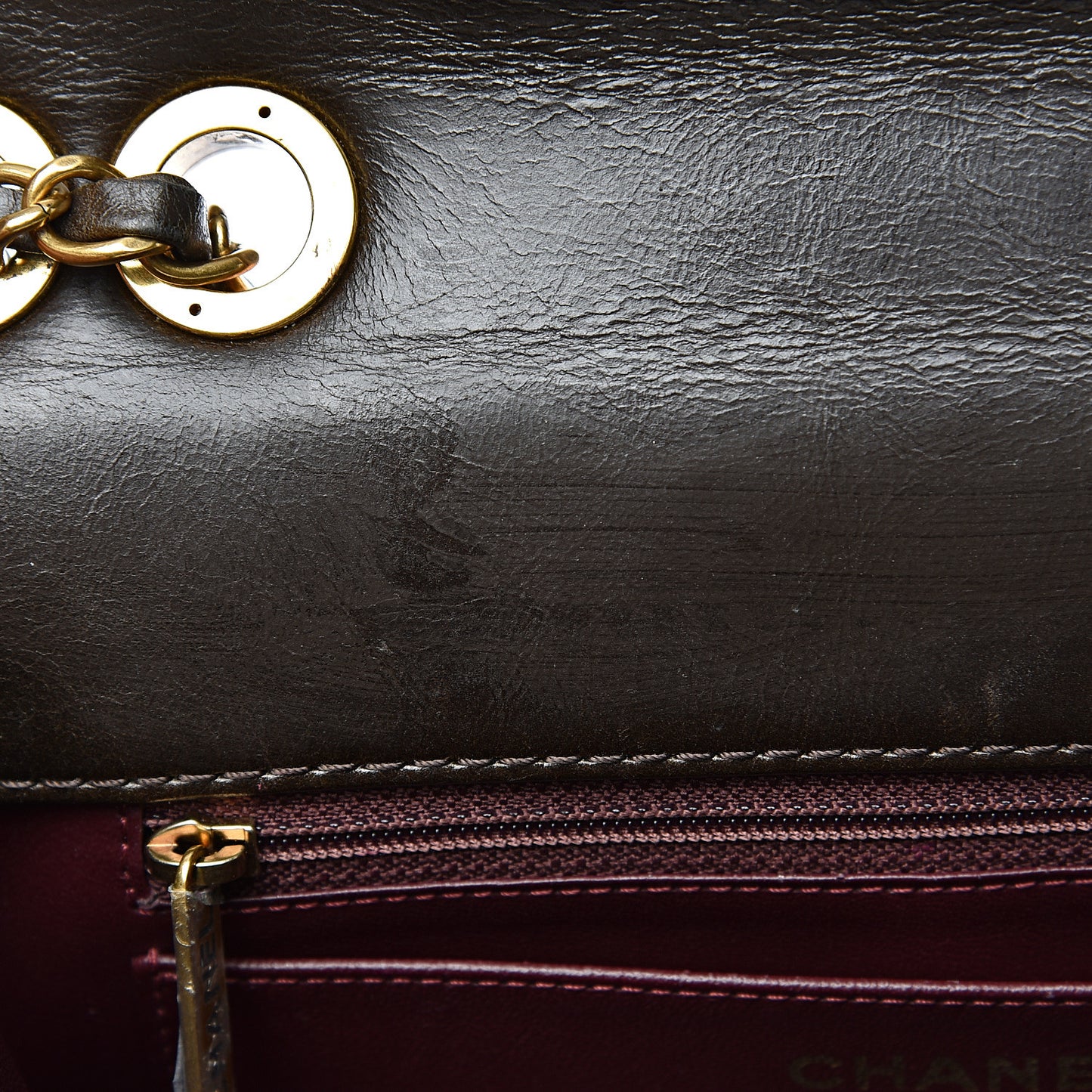 Calfskin Embossed Medium Flap Brown