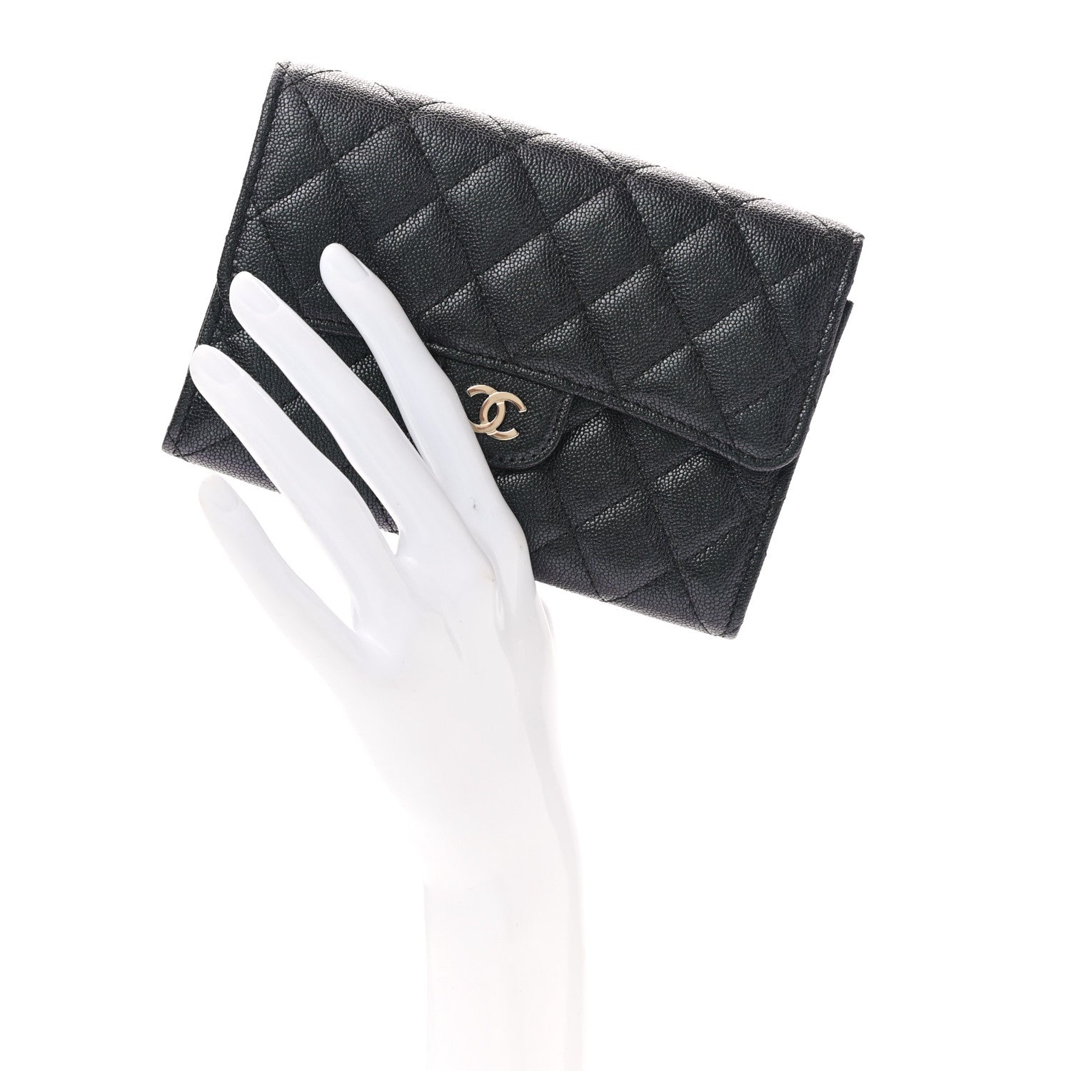 Chanel Iridescent Caviar Quilted Medium Flap Wallet Black 2 of 8