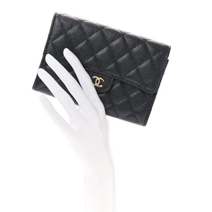 Chanel Iridescent Caviar Quilted Medium Flap Wallet Black 2 of 8