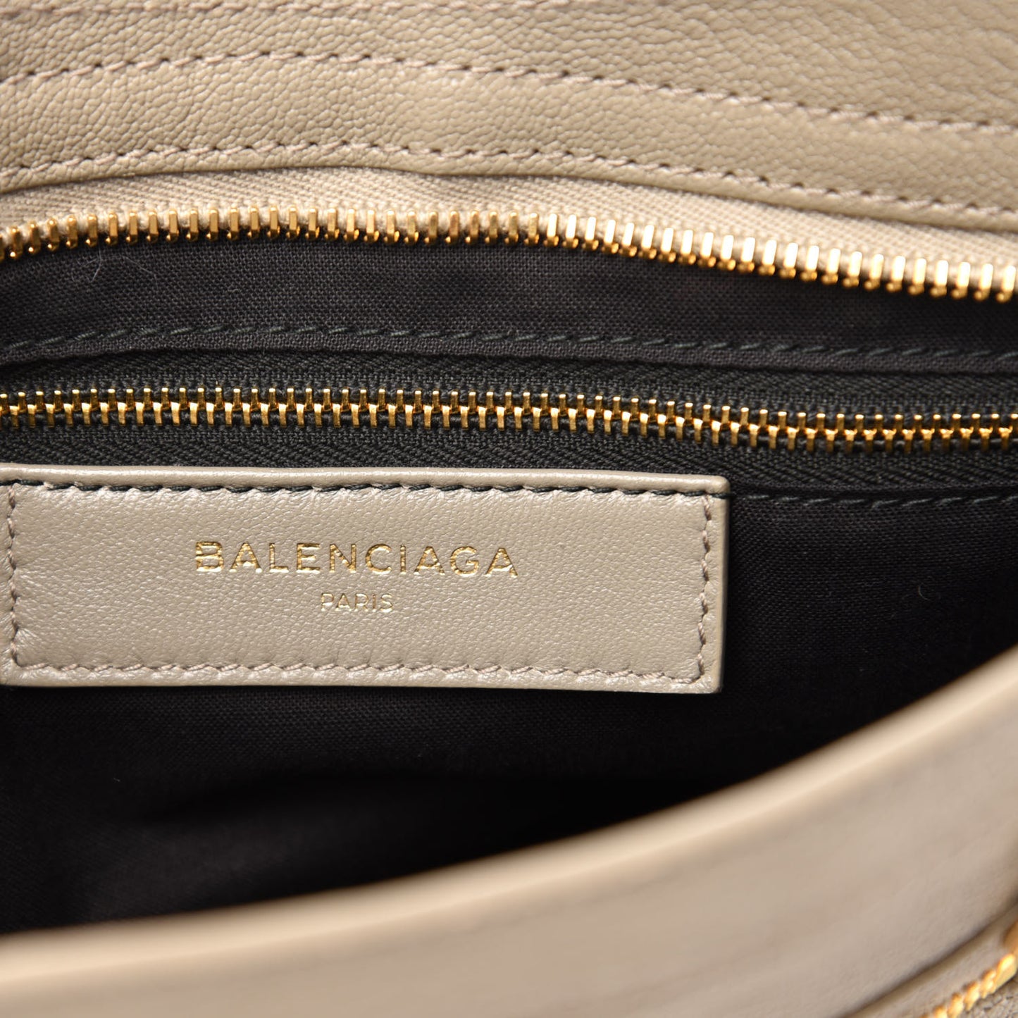 Chevre Gold Metallic Edge Hardware S City Gris Taupe