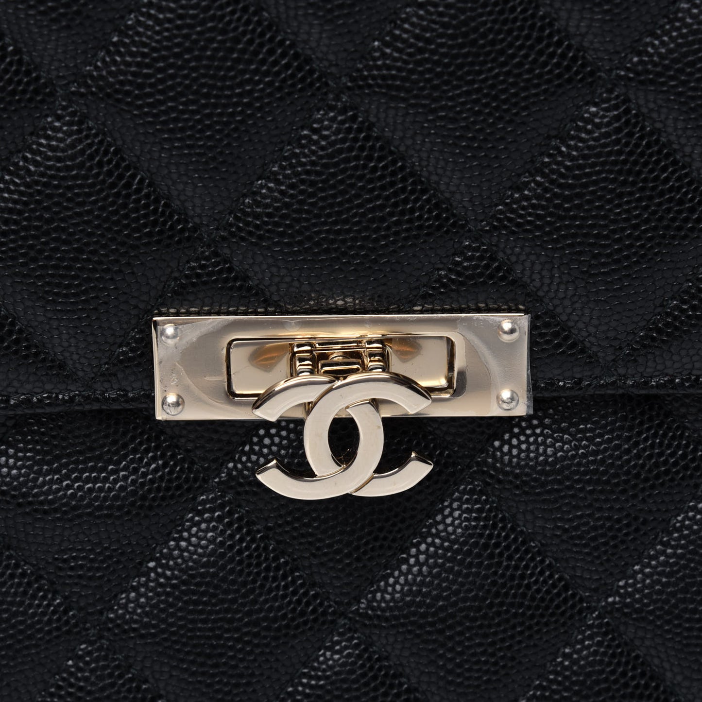 Caviar Quilted Large Golden Class Pouch Black