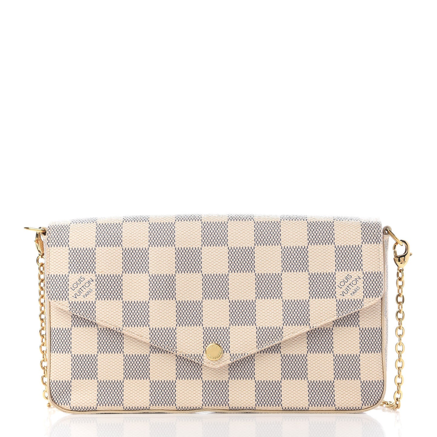 Damier Azur Pochette Felicie Chain Wallet Rose Ballerine