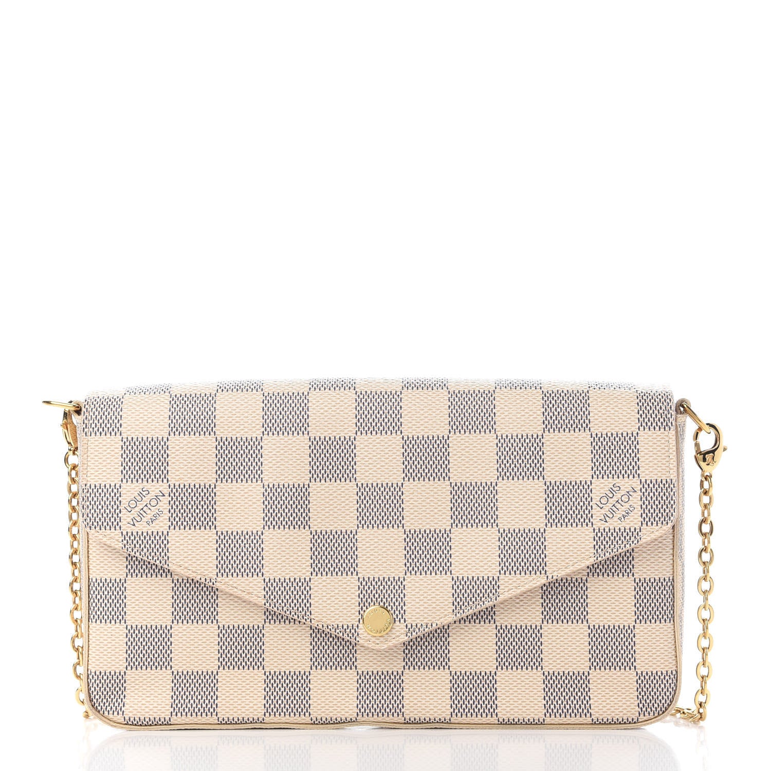 Louis Vuitton Damier Azur Pochette Felicie Chain Wallet Rose Ballerine 3 of 11