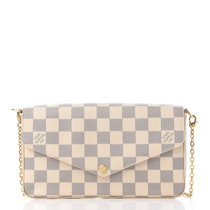 Louis Vuitton Damier Azur Pochette Felicie Chain Wallet Rose Ballerine 3 of 11