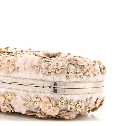 Alexander McQueen Flower Appliqued Silk Brocade Skull Box Clutch Light Pink 9 of 12