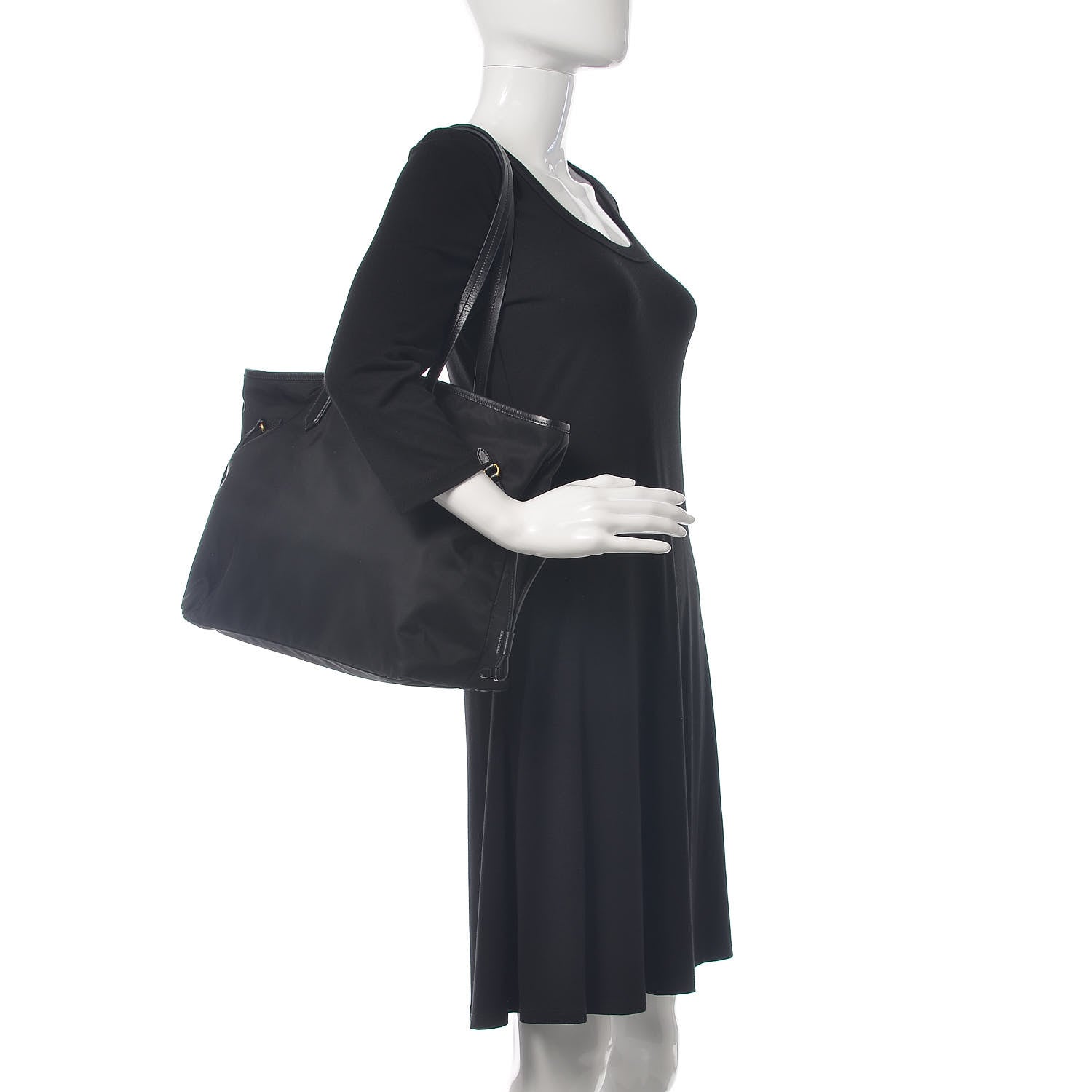 Prada Tessuto Nylon Saffiano Tote Black 2 of 8