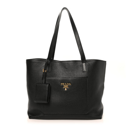 Prada Vitello Daino Pocket Shopping Tote Black 1 of 9