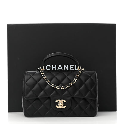 Chanel Lambskin Quilted Mini Top Handle Rectangular Flap Black 12 of 12
