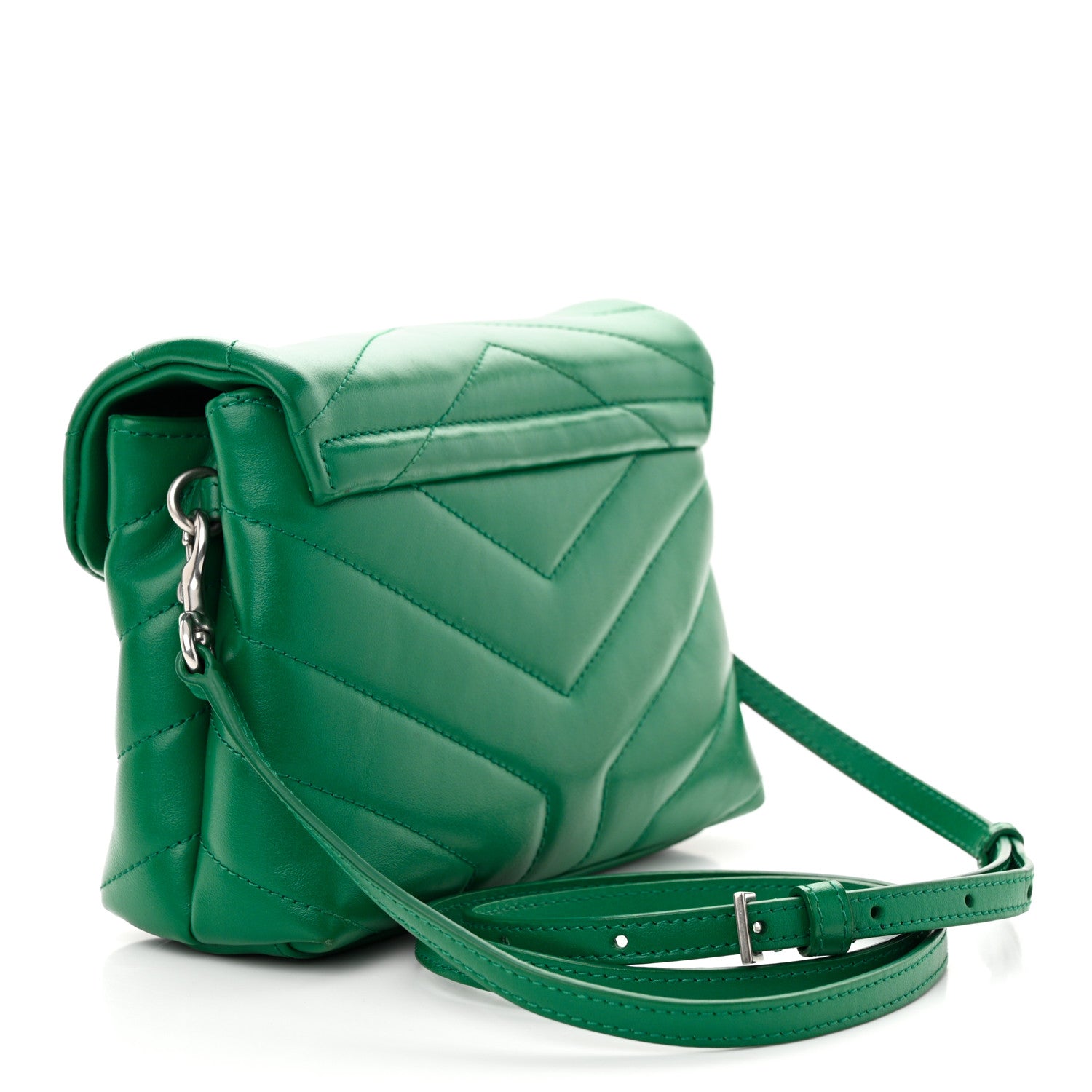 Saint Laurent Calfskin Y Quilted Monogram Toy Loulou Crossbody Bag Green Field 3 of 10