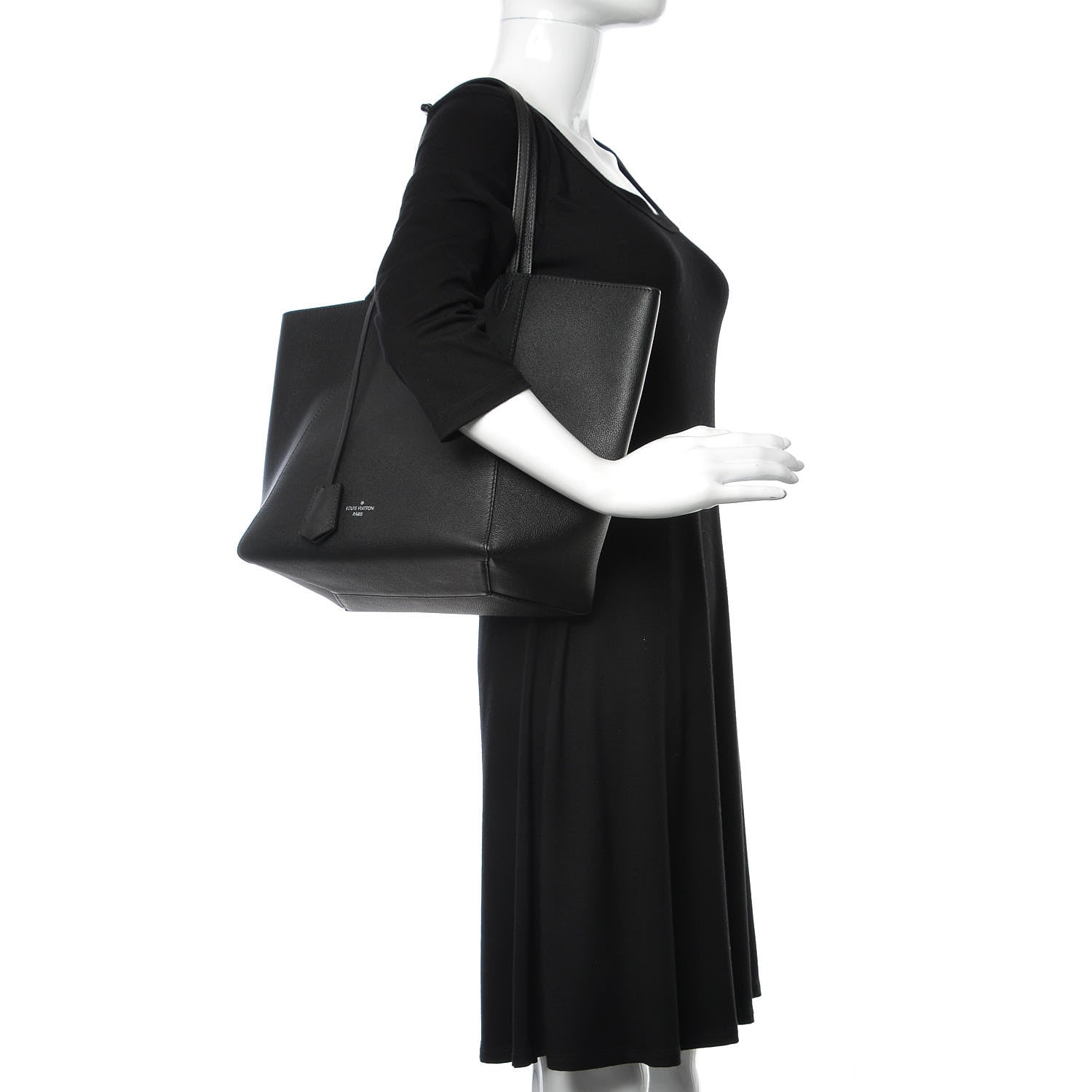 Louis Vuitton Calfskin Lockme Cabas Black 2 of 10