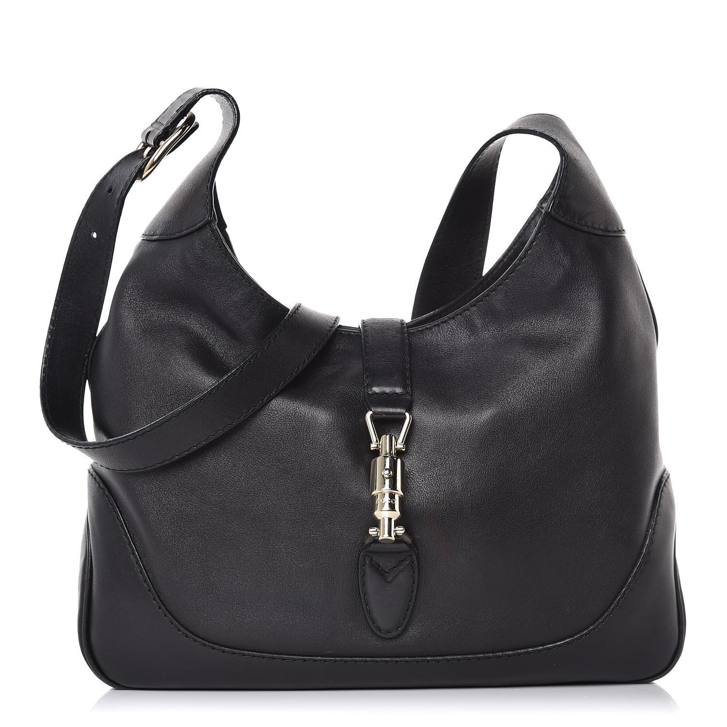 Calfskin Medium Jackie Shoulder Bag Black