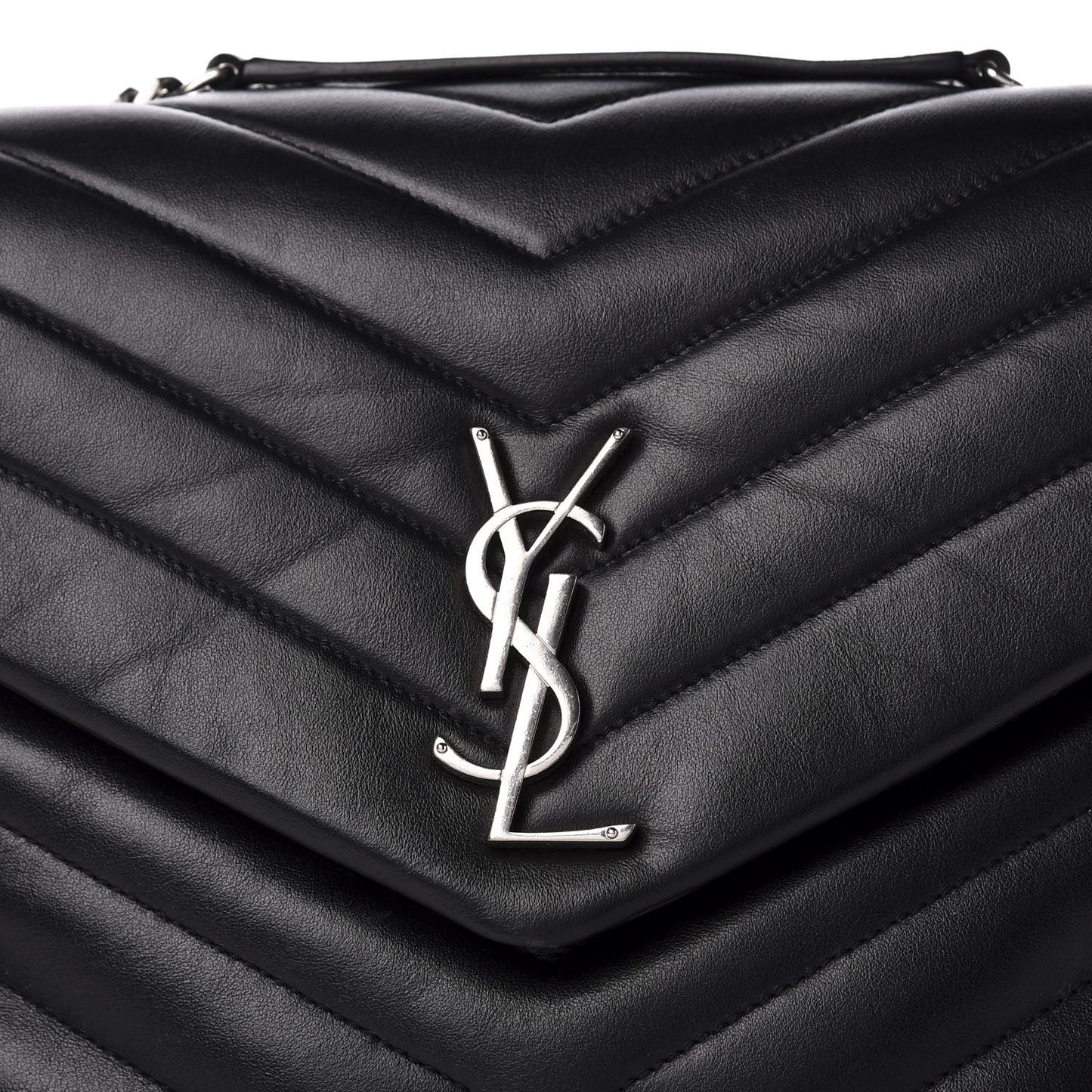Calfskin Y Quilted Monogram Medium Loulou Chain Satchel Black
