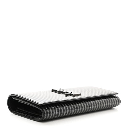 Saint Laurent Patent Glitter Striped Classic Monogram Cassandre Wallet Black Silver 4 of 8