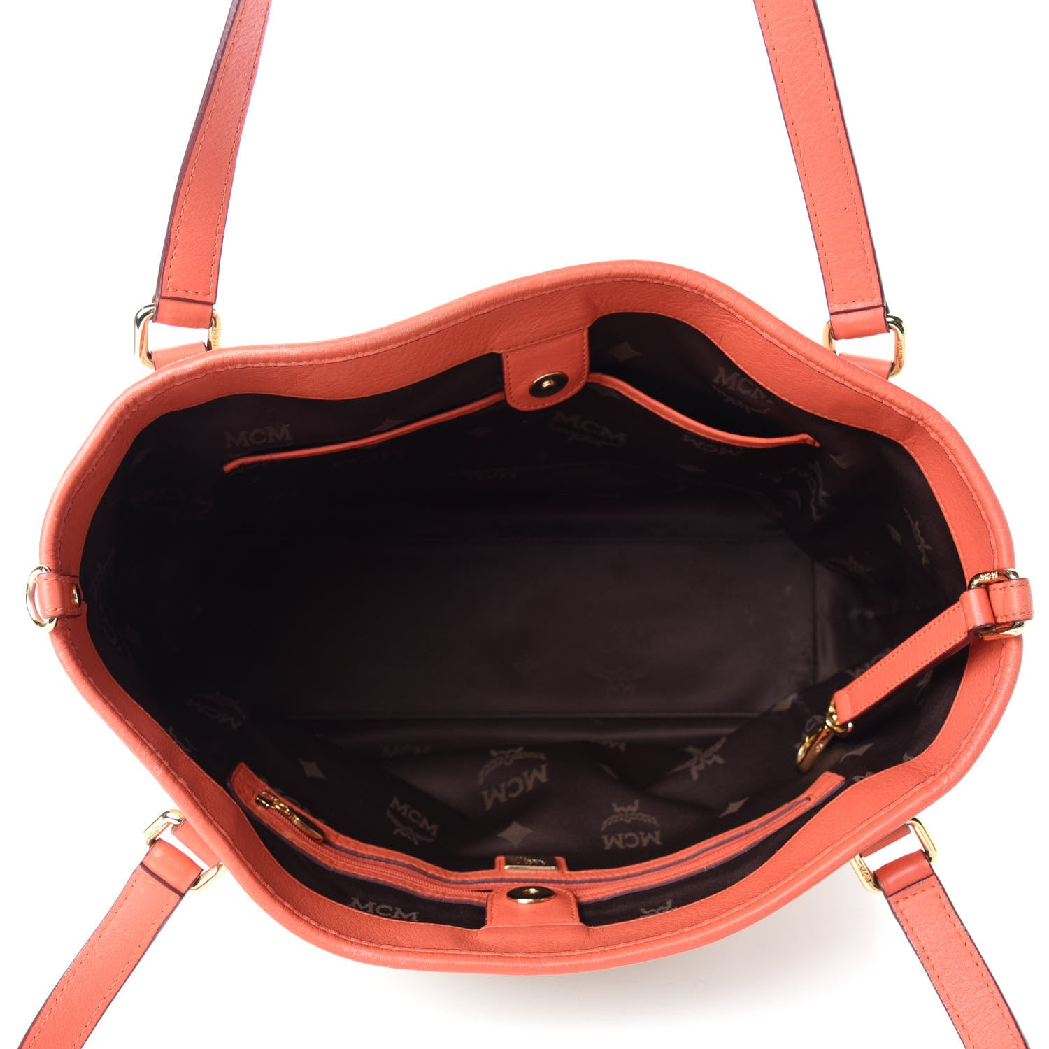 MCM Visetos Shopping Tote Beige Orange 6 of 13