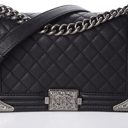 Chanel Calfskin Quilted Metal Embellished Paris Dallas Medium Boy Flap Black 6 of 11