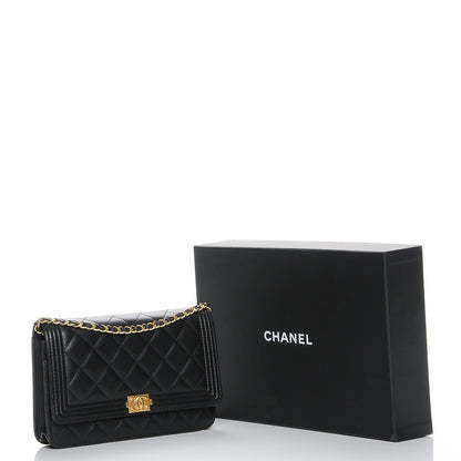 Chanel Lambskin Quilted Boy Wallet On Chain WOC Black 9 of 9
