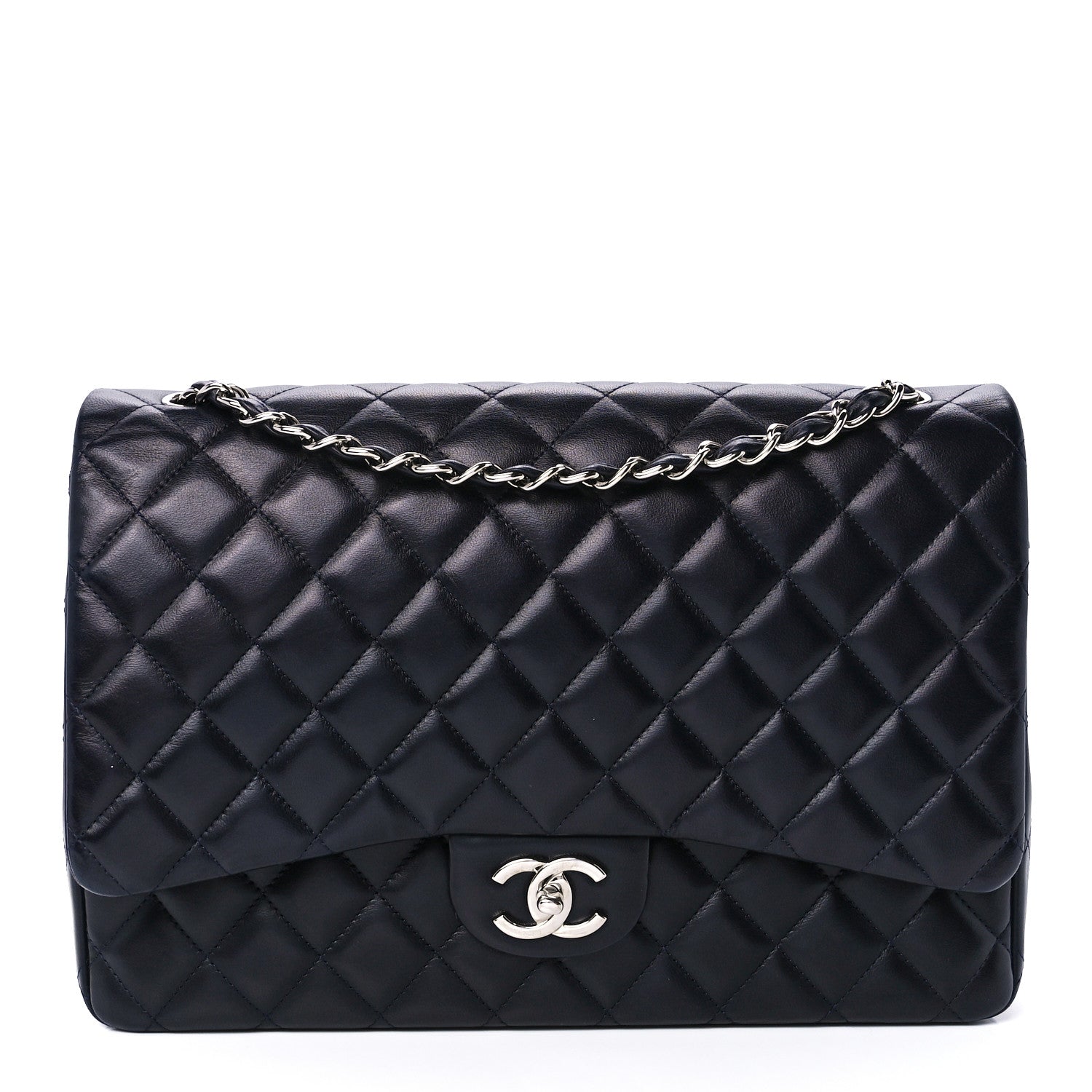 Chanel Lambskin Quilted Maxi Double Flap Dark Blue 1 of 13