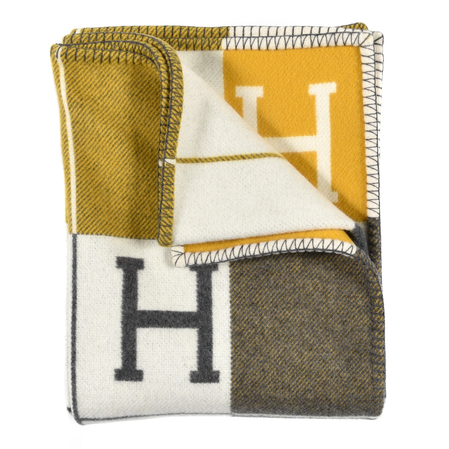 Hermes Wool Cashmere Avalon III Blanket Gris Soleil 2 of 3
