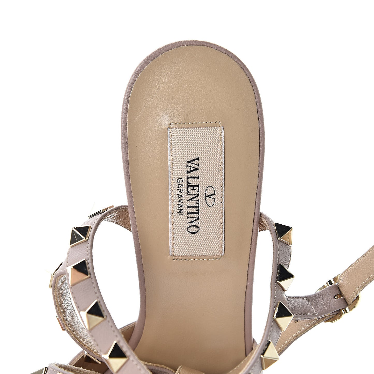 Patent Nappa Rockstud Ankle Strap 65mm Pumps 37.5 Poudre