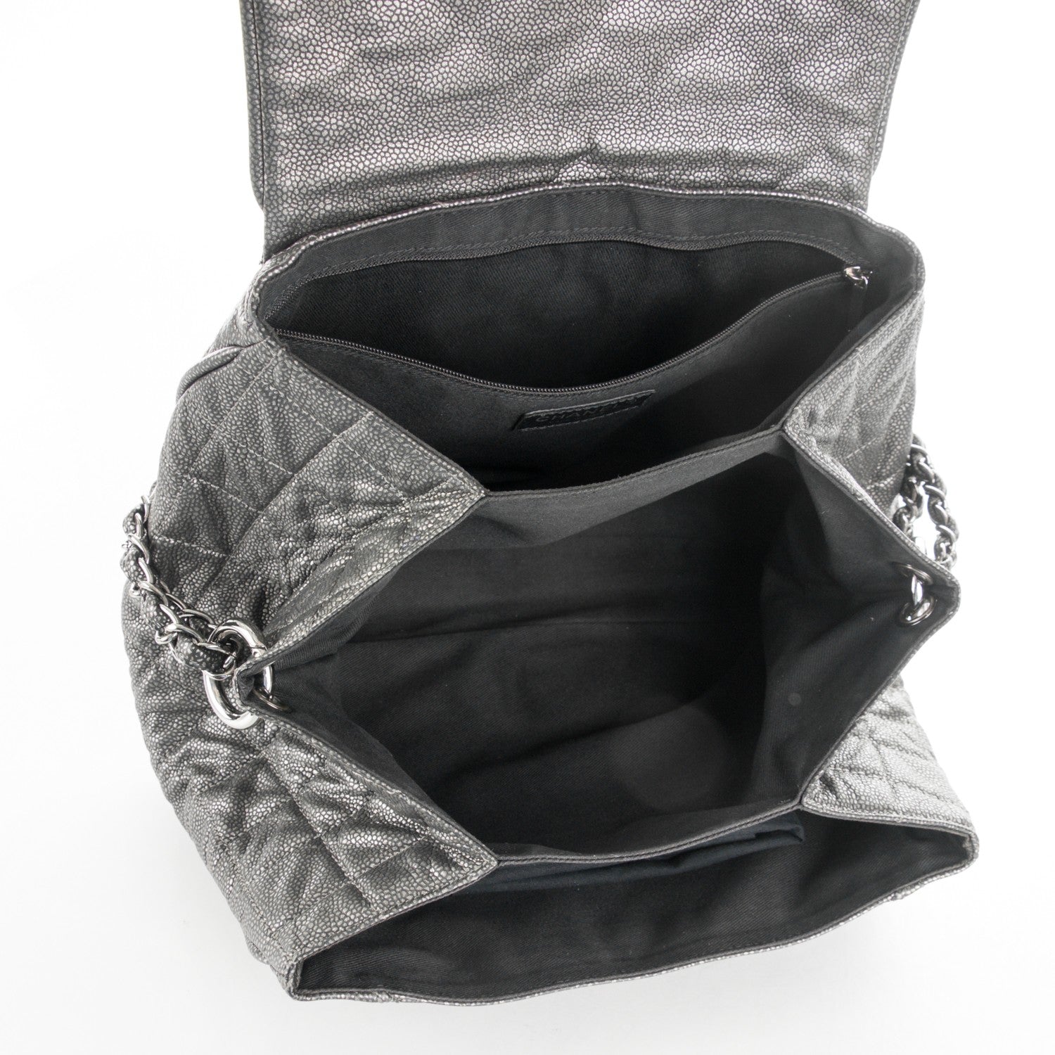 Chanel Metallic Caviar Quilted Timeless Accordion Flap Dark Silver 5 of 7