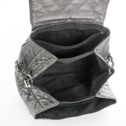 Chanel Metallic Caviar Quilted Timeless Accordion Flap Dark Silver 5 of 7